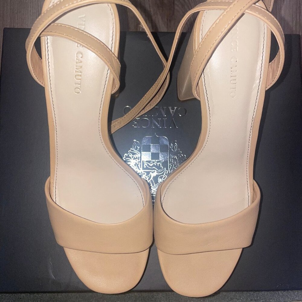 Vince Camuto Nude Tan Platform Block Heel Sandals - Picture 10 of 12